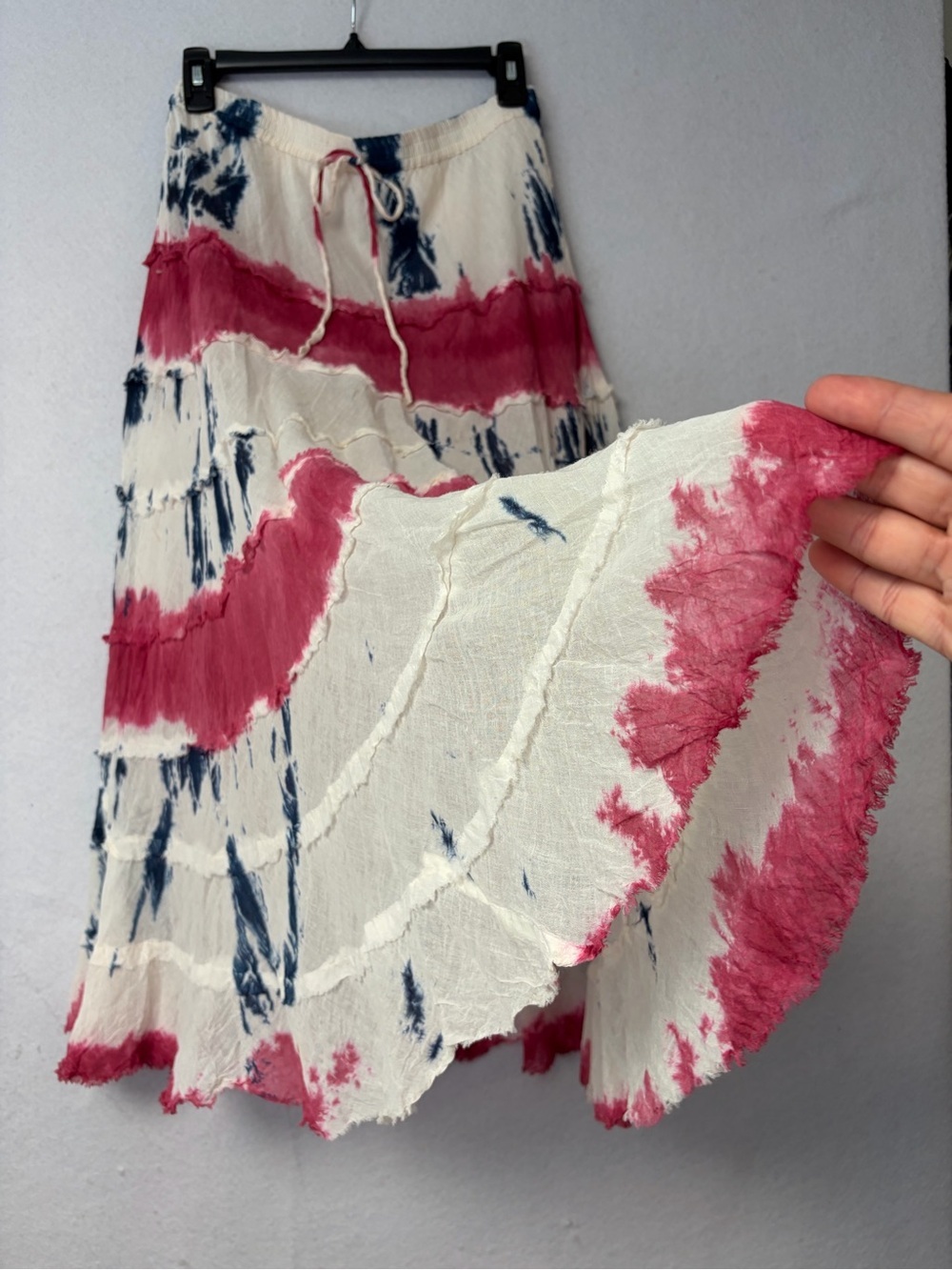 Y2K Metro Wear Tie-Dye Tiered Maxi Skirt – Boho Cottagecore Festival Gauze Skirt